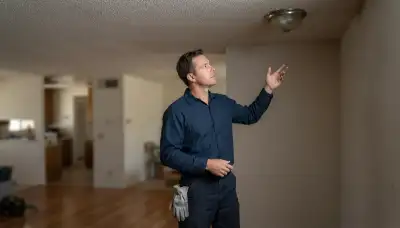 Electrician consulting on residential ceiling lighting improvements in an Escondido, CA home