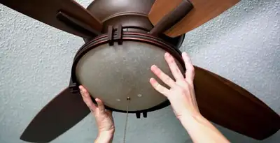 Ceiling fan repair and reinstallation on ceiling mount in Escondido, CA