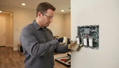 Escondido, CA electrician installing programmable dimmers and a lighting controller with circuits safely separated