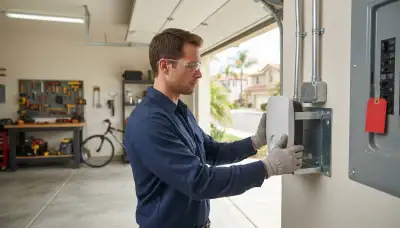 Electrician installing a Level 2 EV charger with a dedicated circuit in an Escondido, CA home