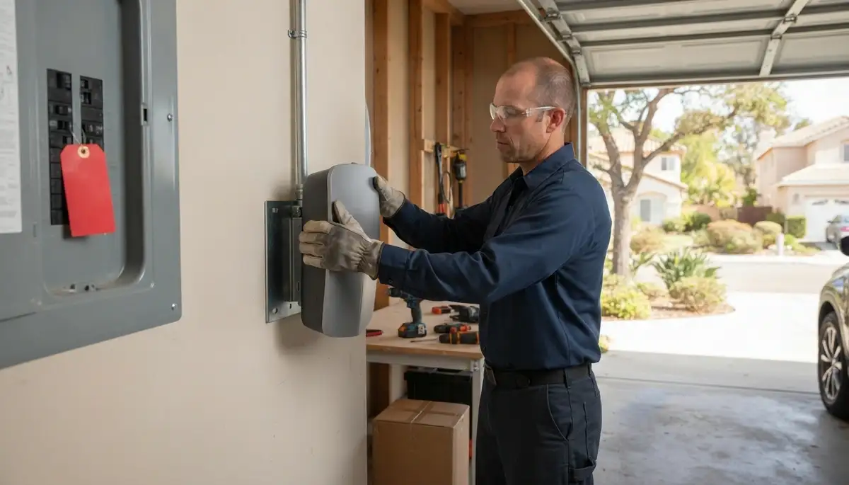 Home EV charger installation with dedicated circuit by an electrician in Fallbrook, CA