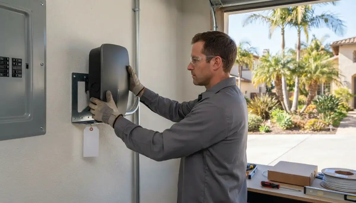 Electric vehicle charger installation with dedicated breaker in Escondido, CA