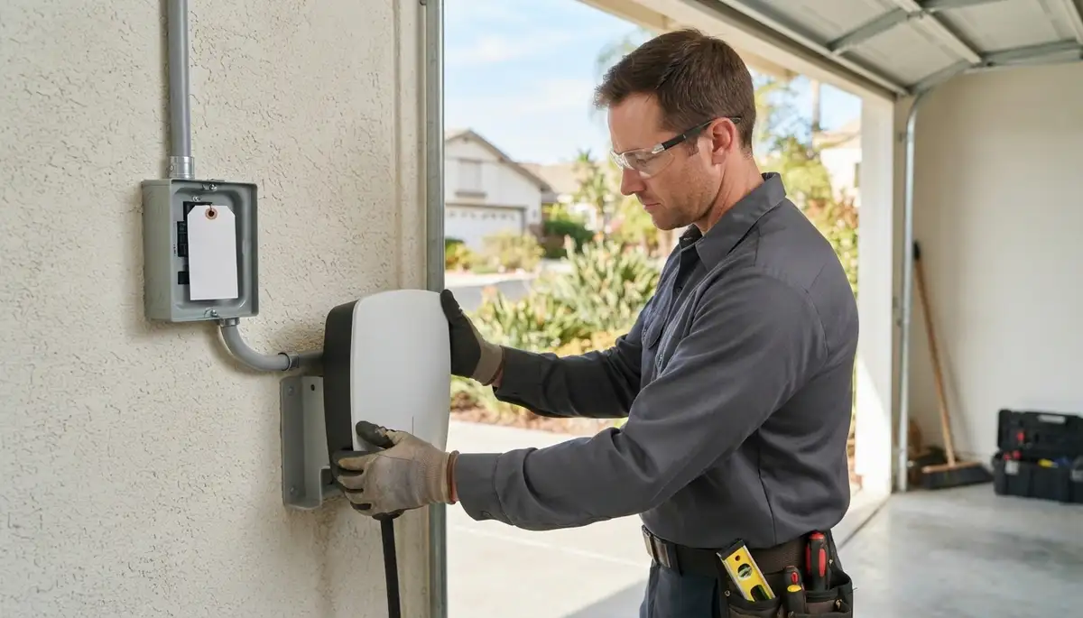 Electric vehicle charger installation with a dedicated 240-volt circuit in Pala, CA