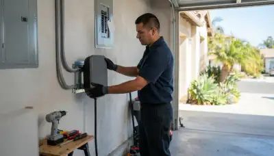 EV charger installation with a 240-volt home charging station in Escondido, CA