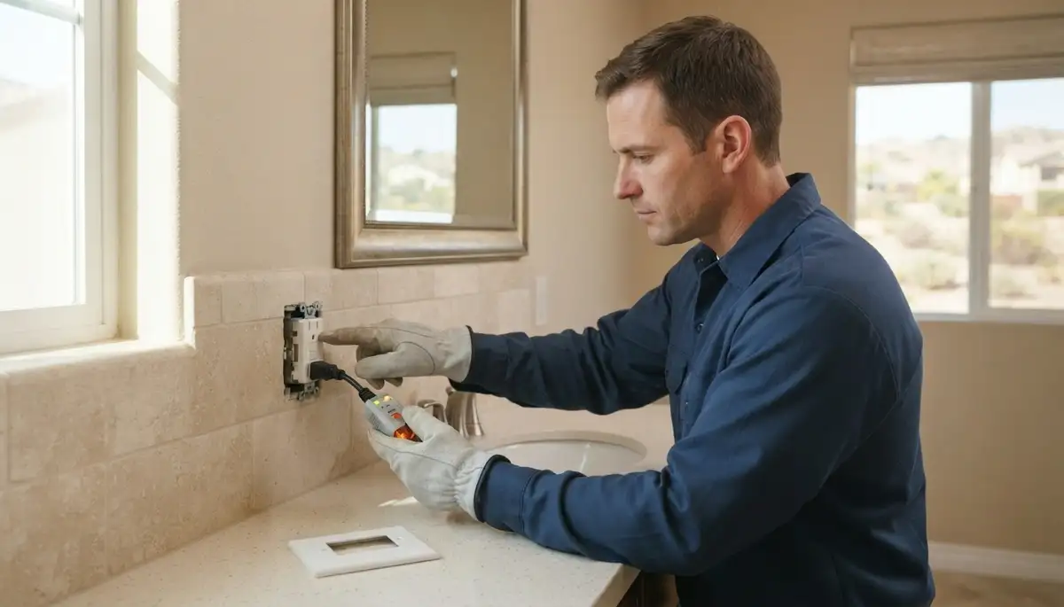 GFCI outlet protection in an Escondido, CA bathroom, kitchen, or outdoor wet area