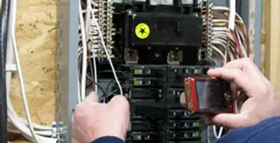 Home electrical inspection of circuit breaker panel by licensed electrician in Escondido, CA