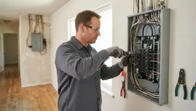 Electrician installs a new load center and transfers circuits during an electrical panel upgrade in Escondido, CA
