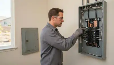 Electrician upgrading an older home's electrical panel to 200 amps in Escondido, CA