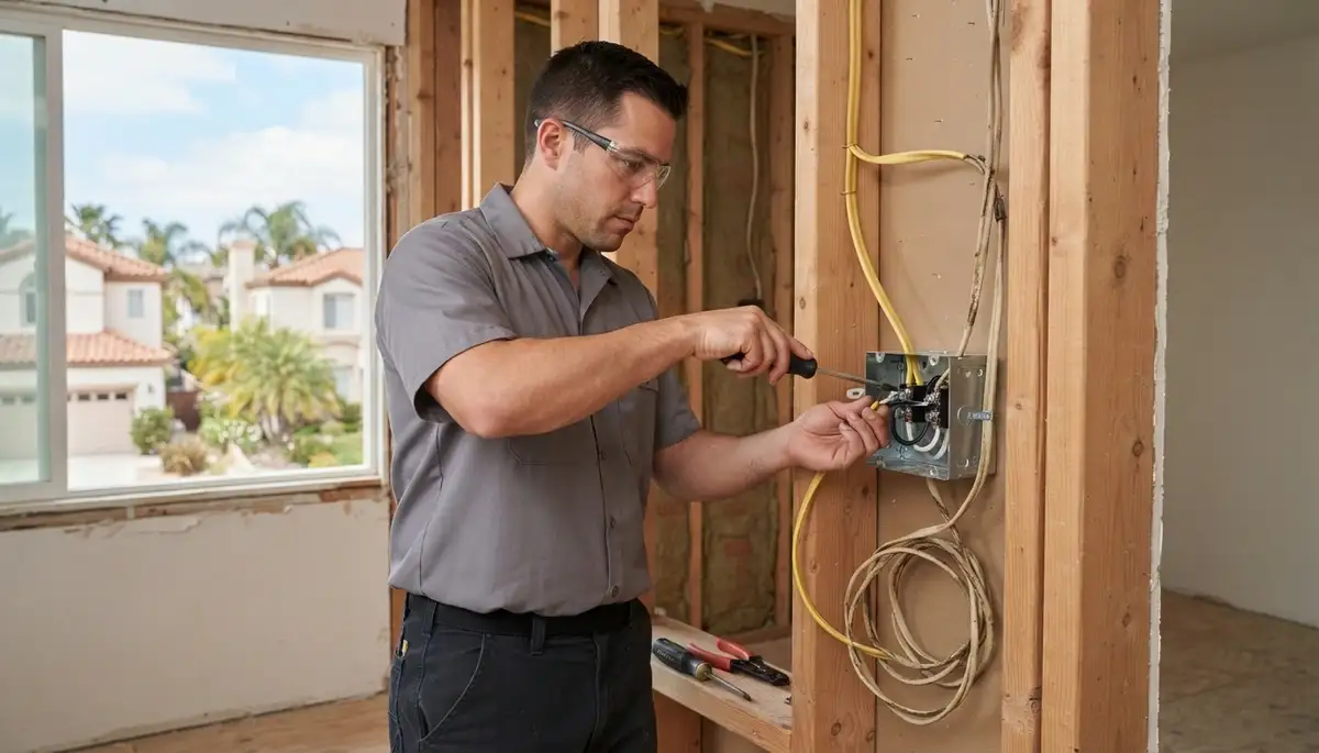 Electrician adding circuits and replacing wiring in an Escondido, CA home